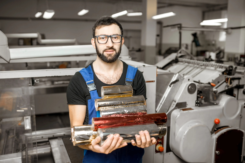 operator-holding-shiny-foil-rolls-at-printing-fact-2026-09-22-03-07-21-utc